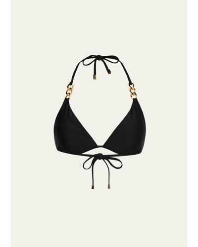 L'Agence Annabelle Solid Triangle Bikini Top - Black