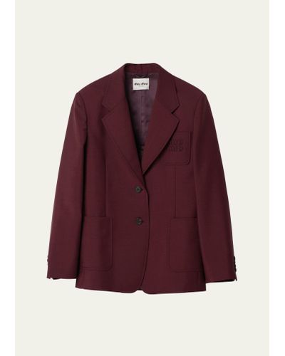 Miu Miu Long Sleeve Single Breasted Blazer Jacket - Red