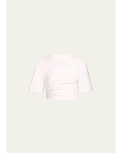 Jonathan Simkhai Maven Short-sleeve Draped Organic Cotton Top - Natural