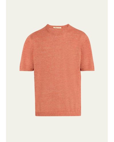 Baldassari Linen Melange Crewneck T-shirt - Orange