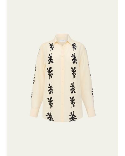 Matteau Fig Leaf Long-sleeve Silk Shirt - Natural