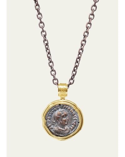 Jorge Adeler Authentic Emperor Valerian %26 Roman Eagle Reversible Coin Pendant In 18k Gold From - White