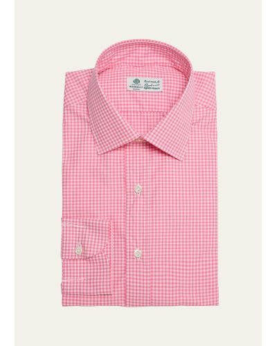 Luigi Borrelli Napoli Cotton Gingham Check Dress Shirt - Pink
