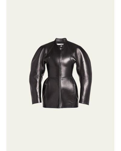 Jil Sander Circle-cut Leather Jacket - Black