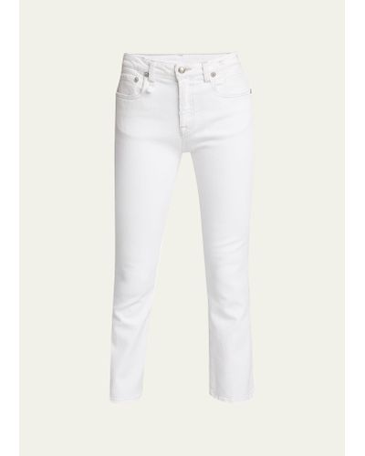 R13 Kick Fit Cropped Flared Jeans - White