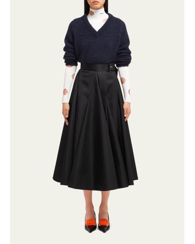 Prada Re-nylon Belted Pleated Midi Skirt - Blue