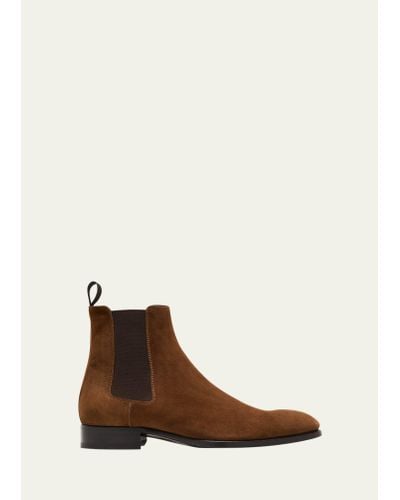Brioni Suede Chelsea Boots - Brown