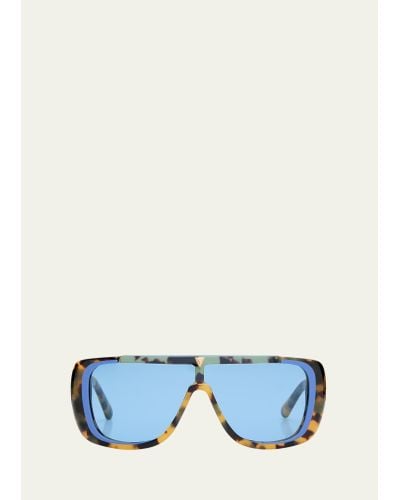 Karen Walker Logo Acetate Shield Sunglasses - Blue