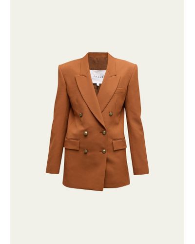 FRAME Double-breasted Slim Blazer - Brown