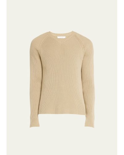 The Row Tomas Ribbed V-neck Sweater - Natural