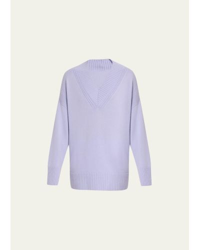 Lafayette 148 New York Cashmere Deep V-neck Sweater - Purple