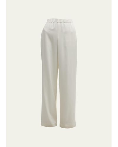 Lafayette 148 New York Perry Wide-leg Stretch Silk Pants - White