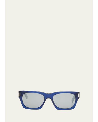 Saint Laurent Sl 4020 Rectangle Acetate Sunglasses - Blue
