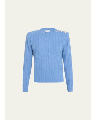 Veronica Beard Alder Cable-knit Cashmere Sweater - Blue