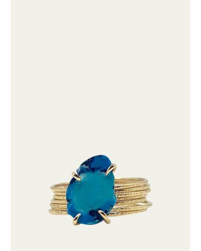 Atelier Paulin 18k Yellow Gold 7-band Raw Turquoise Ring - Blue