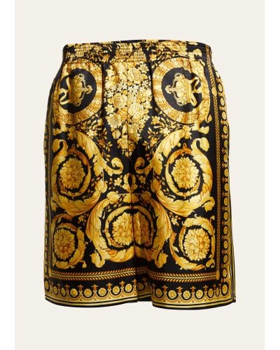 Versace Silk Barocco Shorts - Metallic