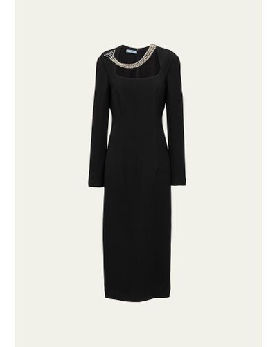 Prada Cady Runway Dress With Detachable Necklace - Black