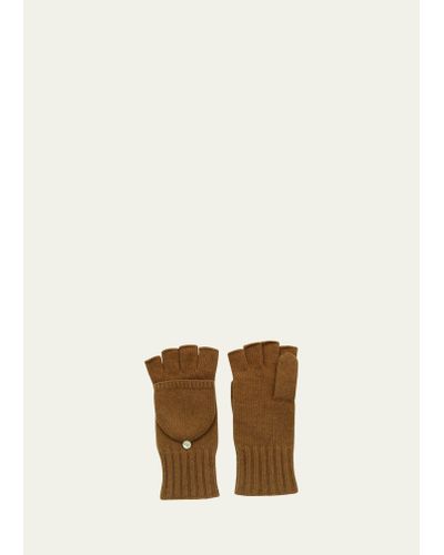 Portolano Jersey-knit Cashmere Flip-top Gloves - Natural