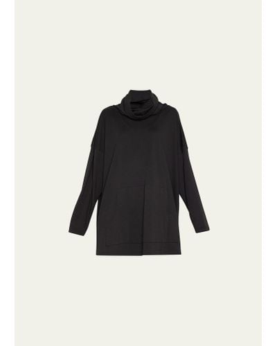 Eskandar Monks Cowl-neck Wool Pullover Top - Black