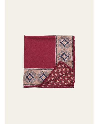 Brunello Cucinelli Reversible Silk Pocket Square - Red