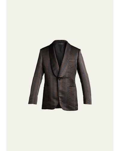 Brioni Graphic Silk Sport Jacket - Black