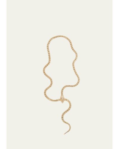 Sidney Garber 18k Yellow Gold Wrap Around Snake Lariat Necklace With Diamonds - Natural