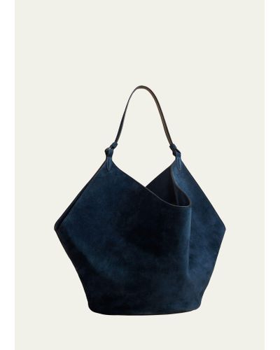 Khaite Lotus Medium Suede Shoulder Bag - Blue