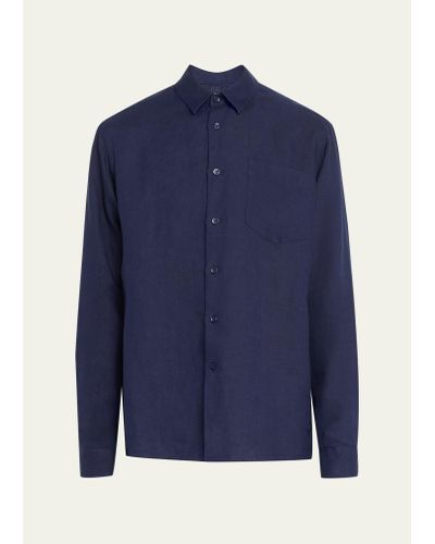 Vilebrequin Caroubis Linen Pocket Sport Shirt - Blue