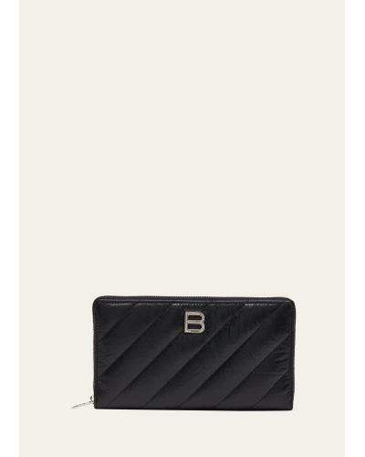 Balenciaga Crush Zip Quilted Continental Wallet - White