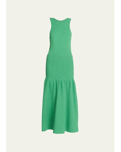 Giorgio Armani Sleeveless Knit Cut-out Maxi Dress - Green