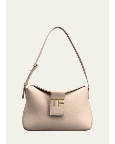 Tom Ford Tf Mini Hobo In Grained Leather - Natural