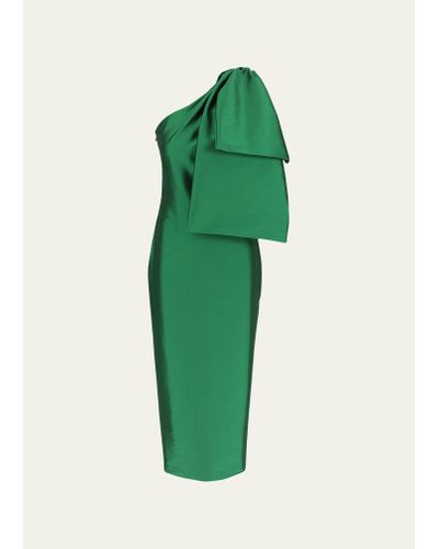 BERNADETTE Josselin One-shoulder Bow Column Dress - Green