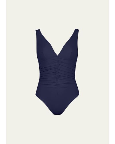 Karla Colletto Ruch-front Underwire One-piece Swimsuit - Blue