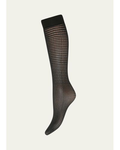 Wolford Grid Net Knee-high Socks - Black