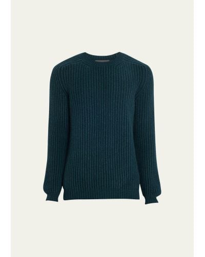 Iris Von Arnim Cashmere Knit Crewneck Sweater - Blue