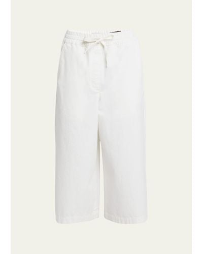 Loewe X Paula Ibiza Anagram Drawstring Wide Leg Cropped Denim Pants - White