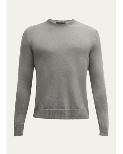 Iris Von Arnim Stonewashed Cashmere Crewneck Sweater - Gray