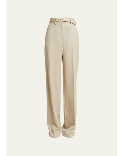 Gabriela Hearst Norman Belted Wide-leg Crepe Pants - Natural