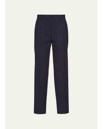 Prada Pinstripe Classic Wool Pants - Blue
