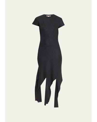 Stella McCartney Short-sleeve Lurex Knit Asymmetric Dress - Blue