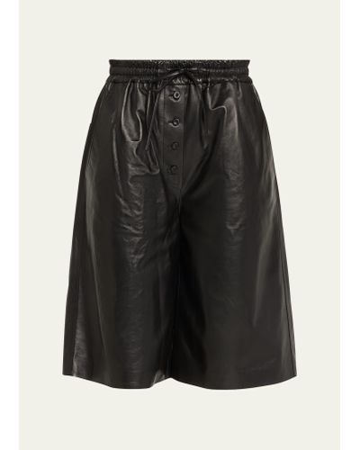 Jil Sander Drawstring Leather Shorts - Black