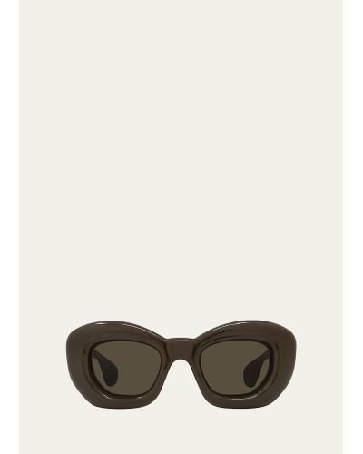 Loewe Inflated Acetate-nylon Butterfly Sunglasses - Natural