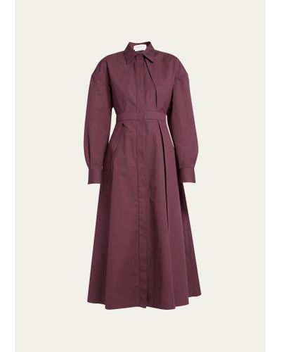 Alexander McQueen Cocoon-sleeve Poplin Midi Shirtdress - Purple