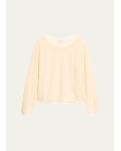 Vince Wool And Silk Double-layer Crop Sweater - Natural