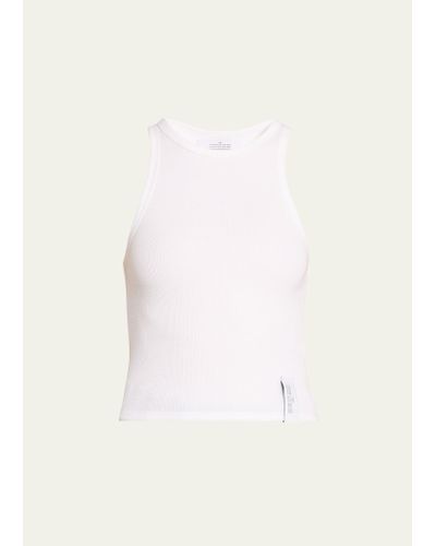 ROKH Ribbed Crop Tank Top - White
