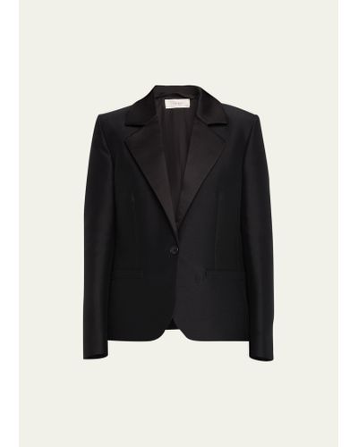 The Row Dru Tailored Wool Blazer Jacket - Black