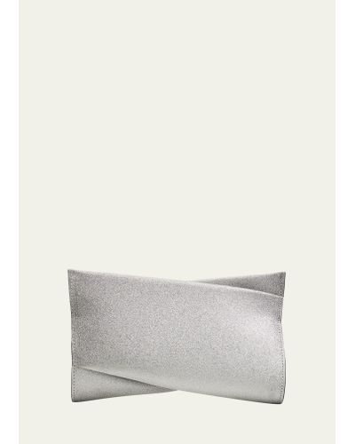 Christian Louboutin Loubitwist Small Clutch In Glittered Leather - Gray