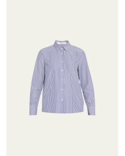 The Row Sadie Striped Button-front Shirt - Blue