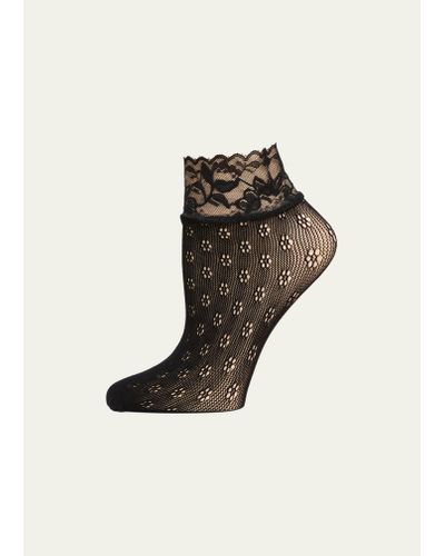 Stems Daisy Lace Ankle Socks - Black