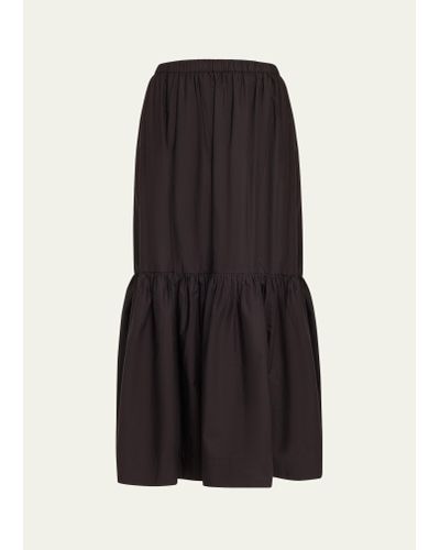 Ganni Cotton Poplin Flounce Skirt - Black